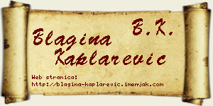Blagina Kaplarević vizit kartica